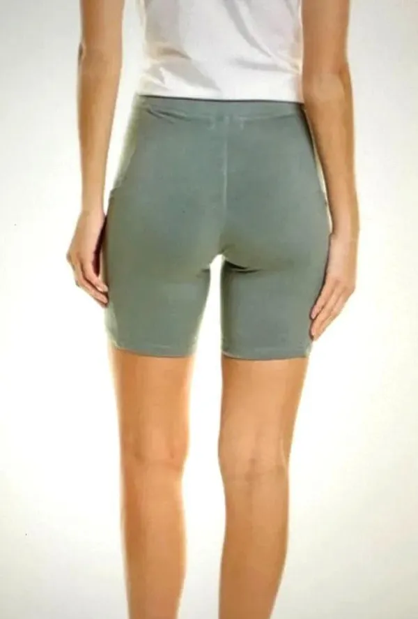 Monrow Biker Shorts w/Hip Pockets Olive - size M - Image 3
