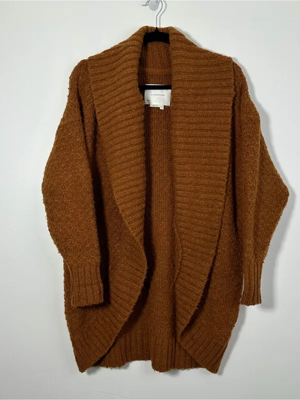 Anthropologie Women’s Small Rust Brown Oversized Open Front Cardigan - Image 3