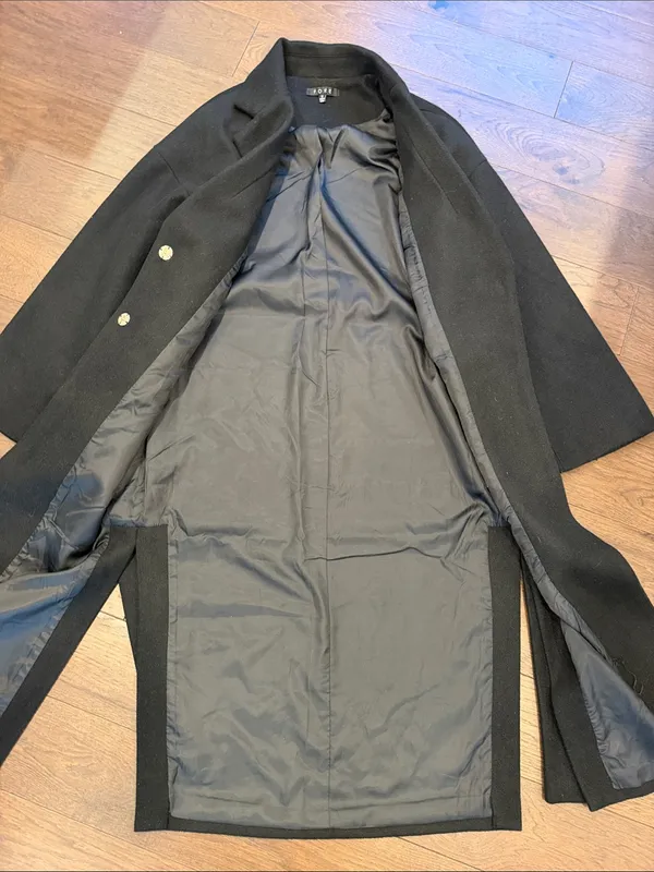 Fore Black Trench Coat in Black Size Medium - C11-678 - Image 7