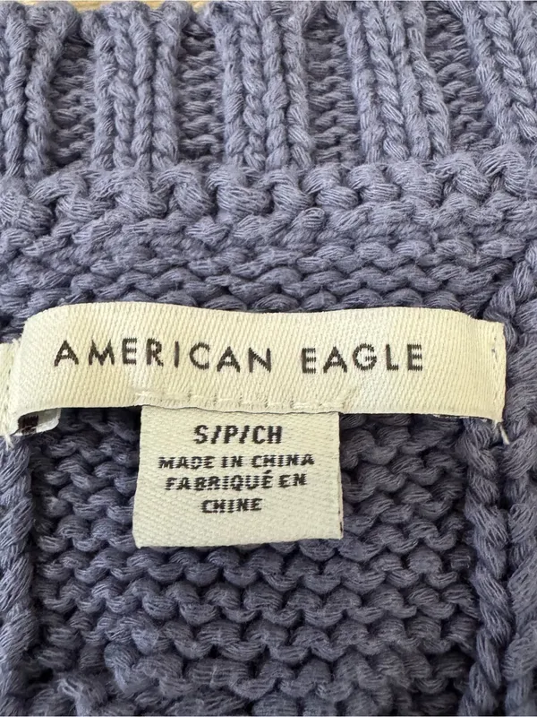 American Eagle Cable Knit V-Neck Sweater Vest - Light Blue - Image 3