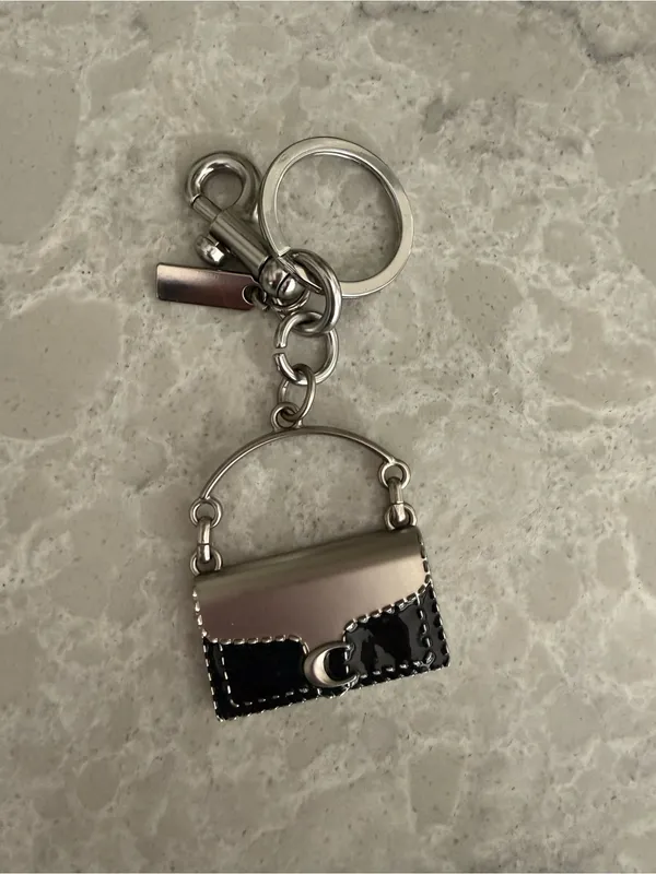 Silver and Black Handbag Charm Keychain - Image 4
