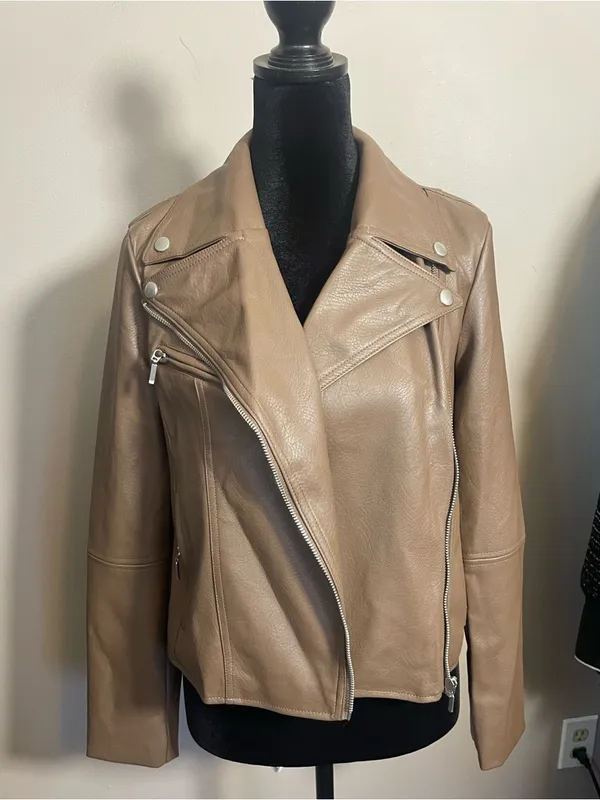 Bagatelle Collection Jacket Size S Brown Faux Vegan Leather Moto Biker Chic - Image 6