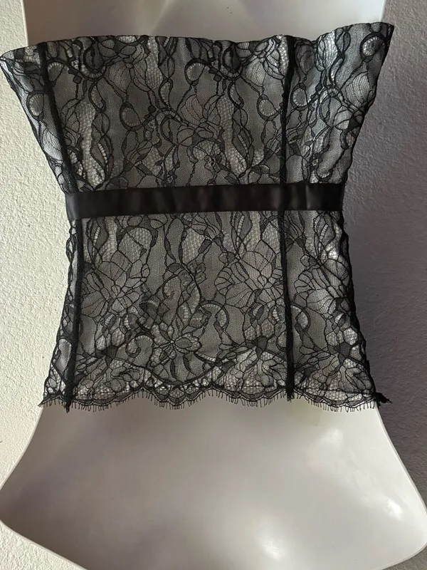 Ann Taylor Lace Corset Top Black 10 - Image 3