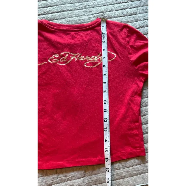 Vtg‎ Ed Hardy Tshirt Single Stitch Red Women Medium Cropped Y2K Dragon 80s 90s - Image 10