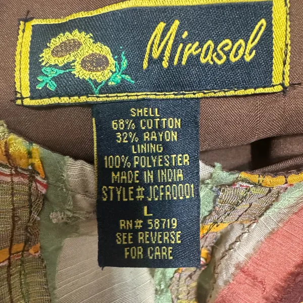 Mirasol Boho Jacket L Embroidered Floral Festival Artsy India Cotton Patchwork - Image 6