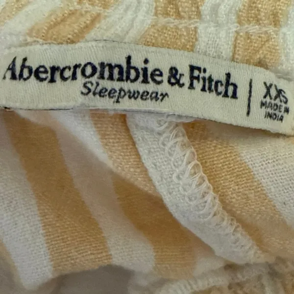 Abercrombie & Fitch Yellow White Striped Button High Rise Lounge Shorts XXS - Image 4
