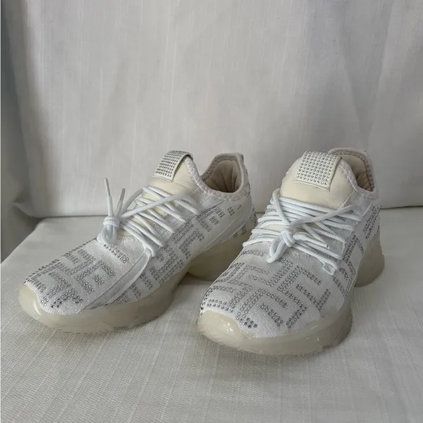 CloudAir women’s Size 6 Rhinestone Sneakers White Chunky Platform Shoes(B121)✨ - Image 4
