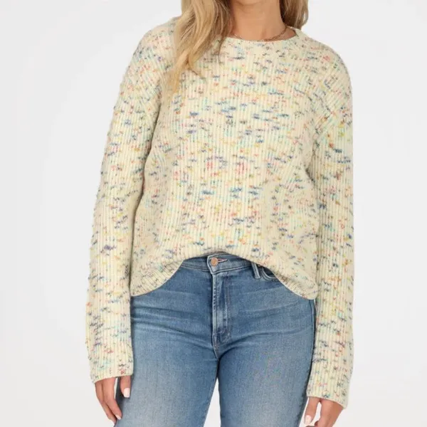 Women’s Boutique Speckle Crewneck Cotton Oversized Blend Sweater(Size M) - Image 2