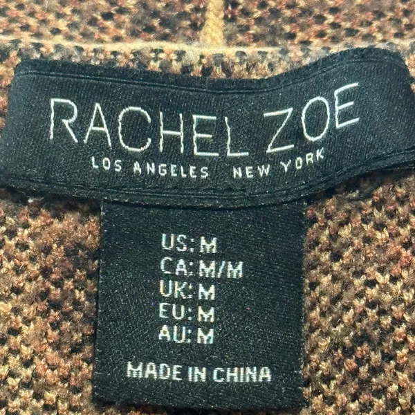 Rachel Zoe Leopard Print Open Front Cardigan Sweater Women’s M Tan Brown Pockets - Image 4