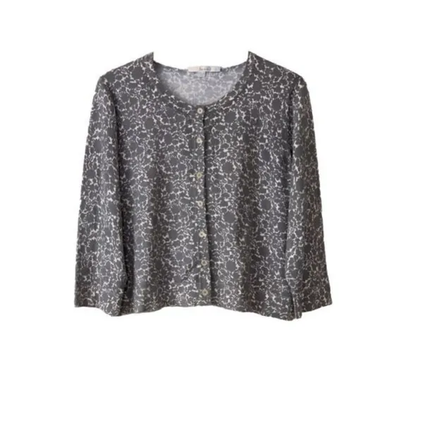 ✨Boden Cropped Button Down Grey Floral Sz 16 Cardigan✨ - Image 5