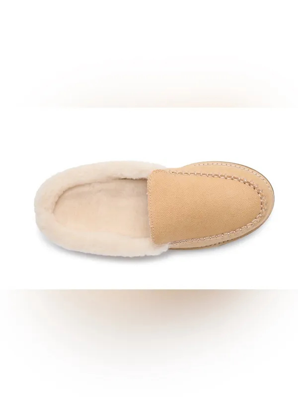 Sanuk Women's Tan Canvas Shearling-Lined Mules Size 6 - Image 5