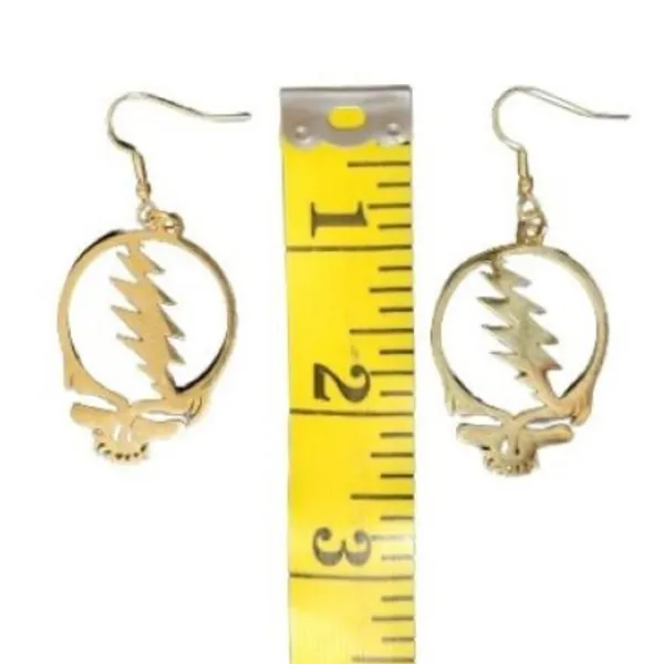 1 Pair Grateful Dead Gold Plated Stainless Steel Earrings Steal Your Face - Image 2