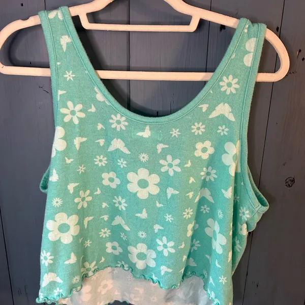 Colsie Mint Floral Soft Cotton PJ Summer Top | Women’s Size Large (New) - Image 3