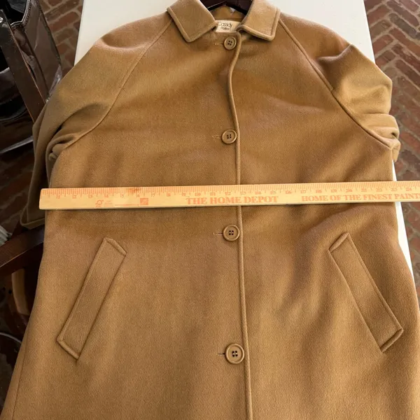 vintage Cassidy hand tailored 100% wool trench coat size‎ 10 P tan minimalist - Image 8