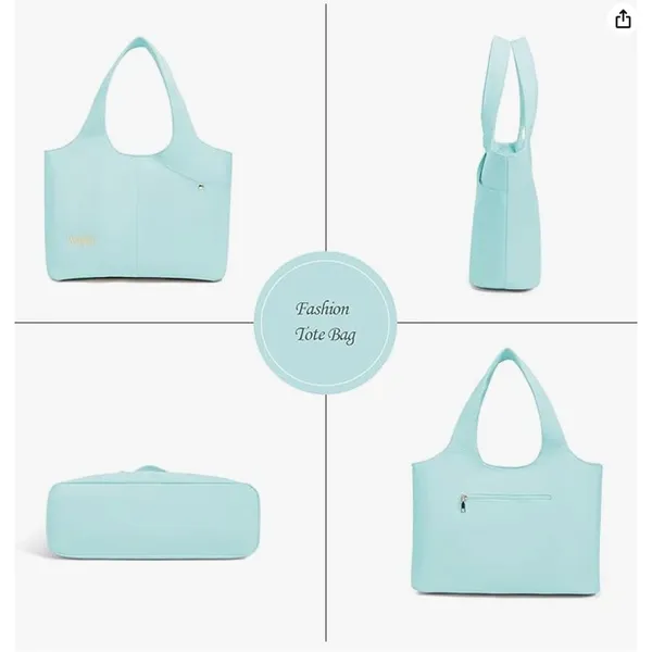 Sweeford NEW White Everyday Casual Water-Resistant Shoulder Purse Tote Bag - Image 5