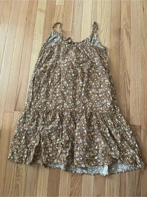 Old Navy Brown Ditsy Floral Babydoll Mini Dress Small Tall Cottagecore Romantic - Image 8