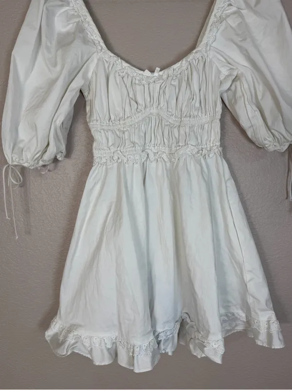 For Love & Lemons Jackson White Ruffle lace Babydoll Mini Dress size XS $198 - Image 16