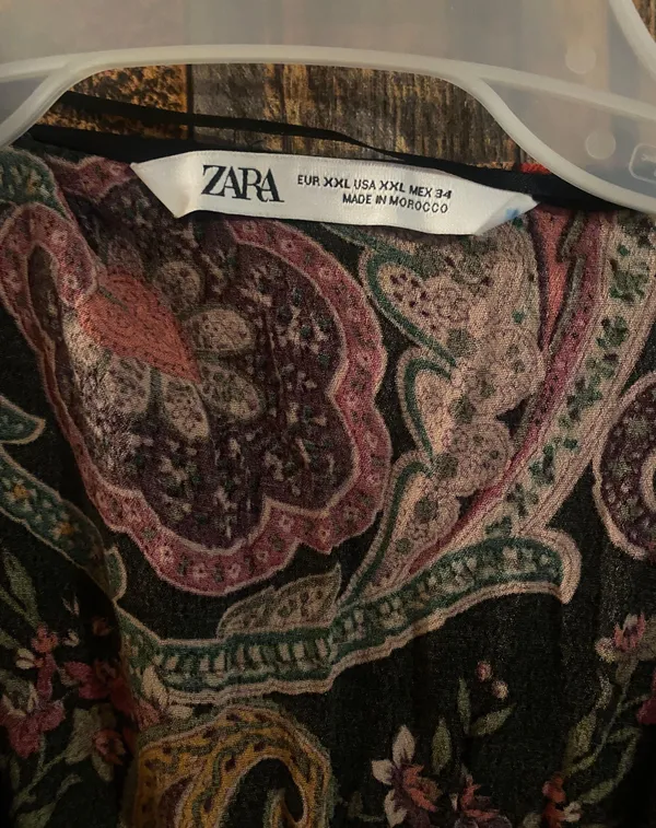 ZARA paisley dress midi v neck XXL 44 length x 17 inch - Image 5