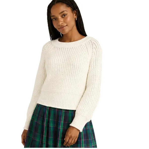 Free Assembly Womens Sweater Size S Cream 100 Shaker Knit Raglan Sleeve Pullover - Image 8