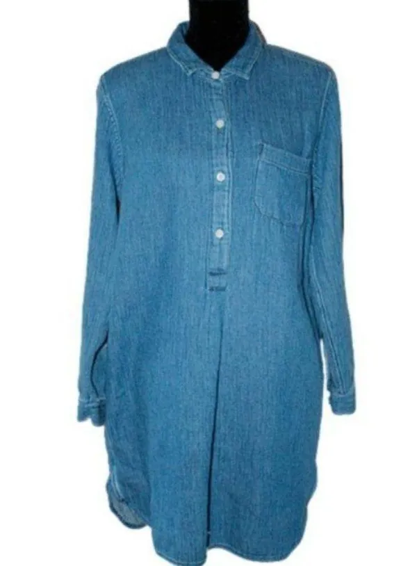 Madewell Chambray Popover Shirtdress Size M - Image 3