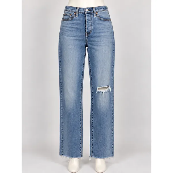 Levis Wedgie Straight High Rise Distressed Raw Hem Jeans Blue 24x28 NEW US Sz 0 - Image 2