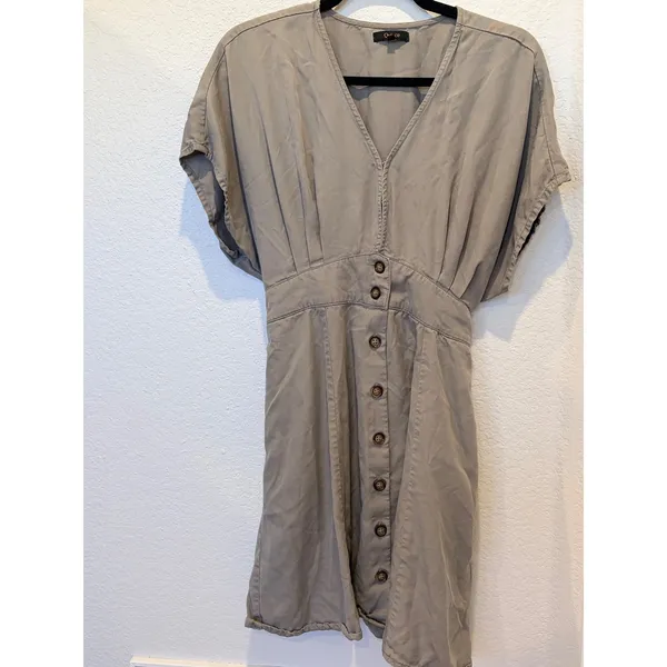 Quince Vintage Wash Tencel Button Front Dress Sage Green Large - Image 7