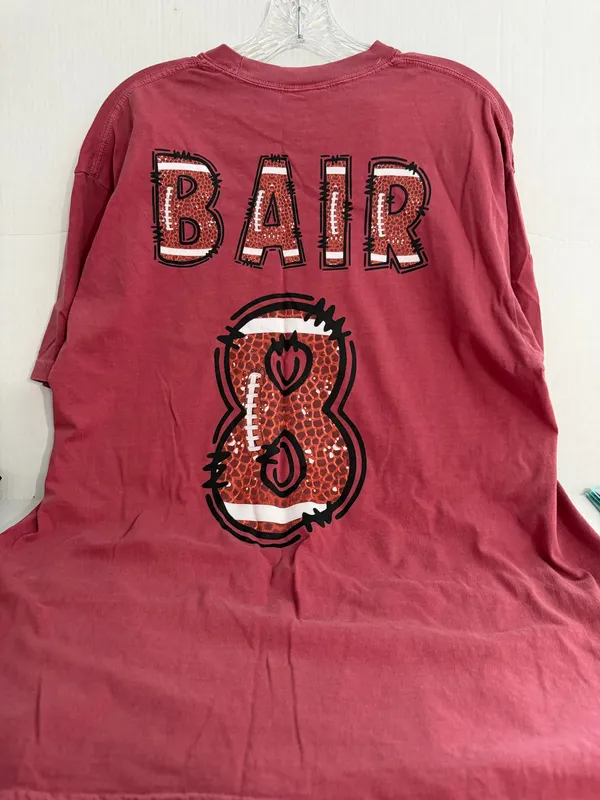 Comfort Colors Red MOM Heart Football Graphic Tee - Image 3