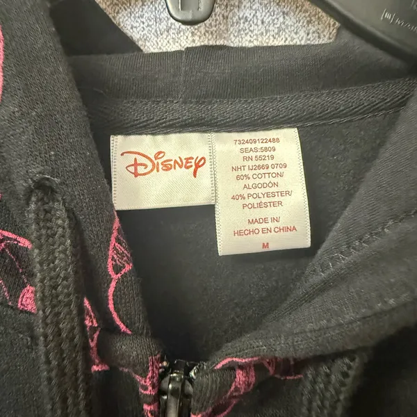 Disney Women's Size Medium Black and Pink mickey logo‎ Hoodie full zip - Image 3