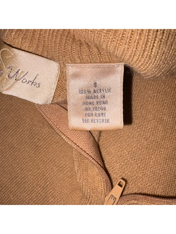 Studio Works Ultra Soft Women's S Camel Brown Half-Zip Sweater 100% Acrylic - Image 4