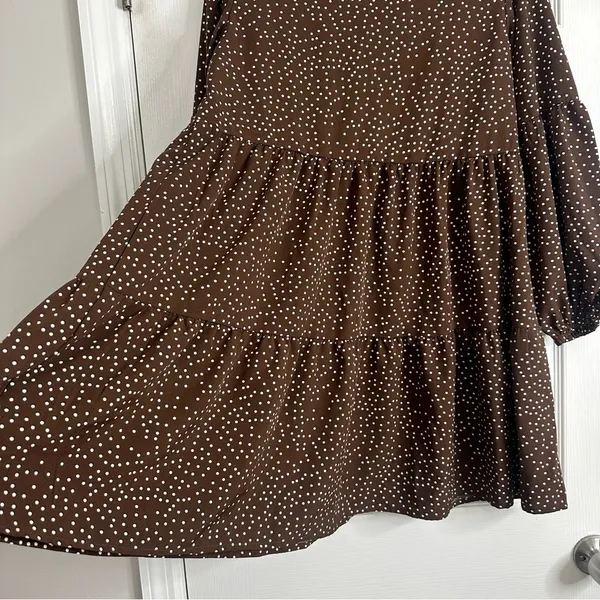 Timeless Brown Polka Dot Dress, Size Medium - Image 5