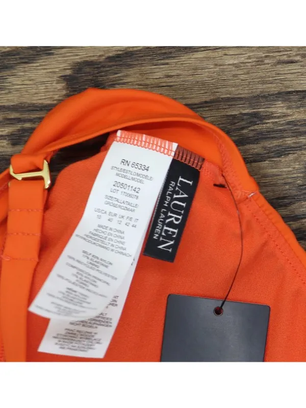 NWT Lauren Ralph Lauren Macrame O Ring Bikini Top Swim Persimmon Orange 10 - Image 6