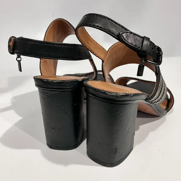 Coach‎ Princeton heeled sandals metallic leather size 7.5 - Image 5