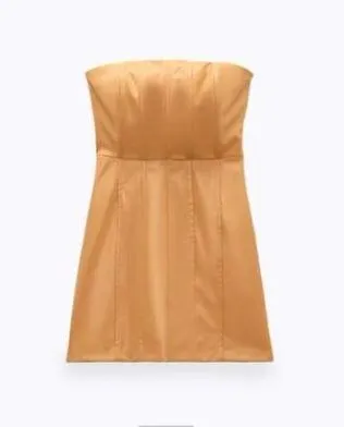 ZARA Blogger Favorites Caramel Faux Leather Dress - Image 2