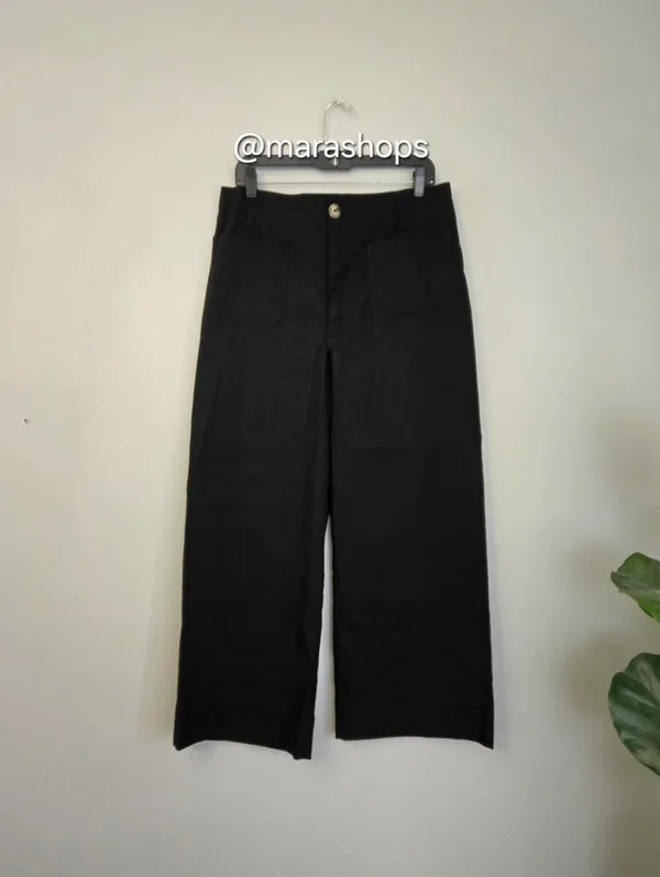 Maeve The Colette Cropped Wide-Leg Pants Black - Image 3
