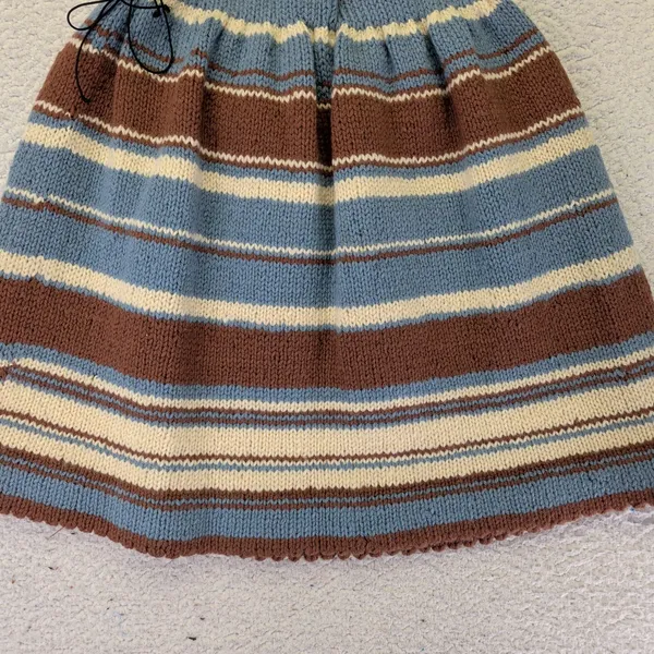 American Vintage True Vintage Handmade Striped Knit A‎ Line Mini Skirt Brown Blue Women's Medium - Image 6