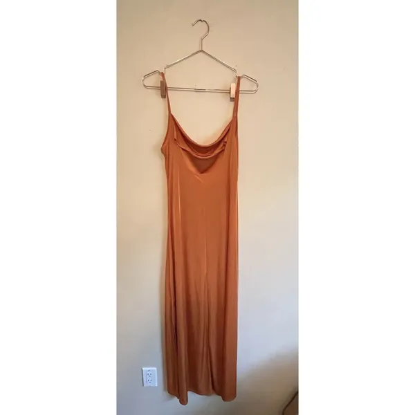 Free People Intimately Dress Size‎ L Orange Slip Maxi Length Sleeveless Wide Rib - Image 2