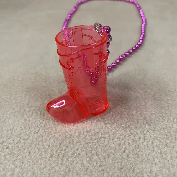 Pink Cowboy Boot Charm Necklace Fun Fiesta Party‎ Accessory Plastic Shot Glass - Image 4