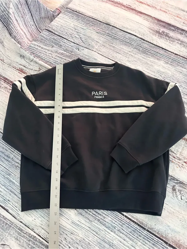 Lazy sundays Paris France Navy Striped Women's Sweatshirt - Image 8