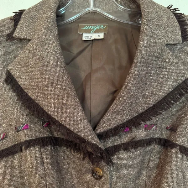 Kay Unger Vintage Coquette Girl Blazer Women's 4‎ Brown Tweed Career Boho Dainty - Image 5