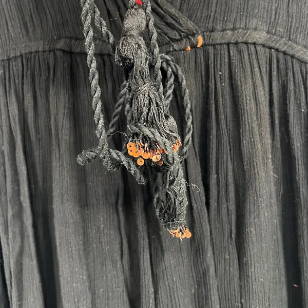 Earthbound Trading Co Black Boho Embroidered Maxi‎ Dress Small Gauze Festival - Image 4