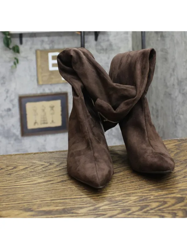 A New Day Justice Faux Suede Heeled Boots with Side Zip 94568890 Brown 7.5M - Image 4