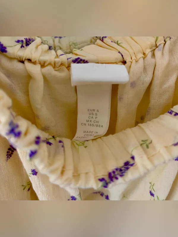H&M Wildflower Collection Womens Small S Yellow Floral Off The Shoulder Dress - Image 3