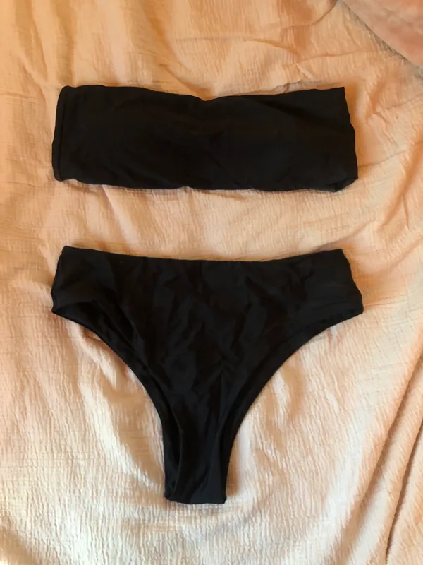 Black Bandeau High Waisted Bikini Set - Image 3