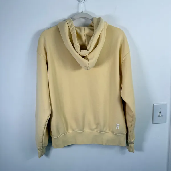 On Running Club Hoodie Cotton Sweatshirt Butter Yellow Pullover Gym Womens Small - Image 7