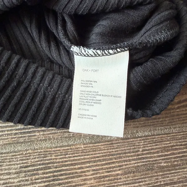 Oak + Fort Asymmetrical Cut Out Turtleneck Ribbed Sweater - Image 4
