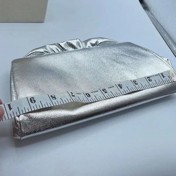 Vintage silver faux leather ruffled top clutch - Image 8