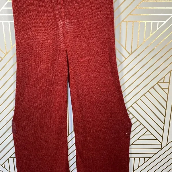 Zara‎ Knit Culottes in Red Rust Wide Leg High Waist - Image 5