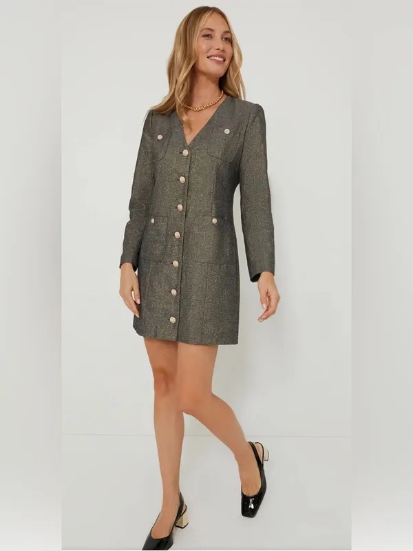 Tuckernuck Pomander Place Coventry Metallic Tweed Keira Blazer Dress Size XS - Image 2