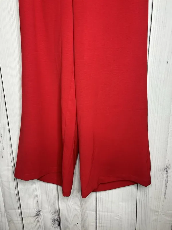 Jodifl Red Pants Sz Large (32x27) Wide Leg Elastic Waist Pockets - Image 3