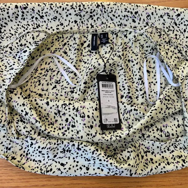 NWT Vero Moda Size Small Mini Short Dress‎ Yellow Summer Cowl Neckline Slip Cami - Image 7